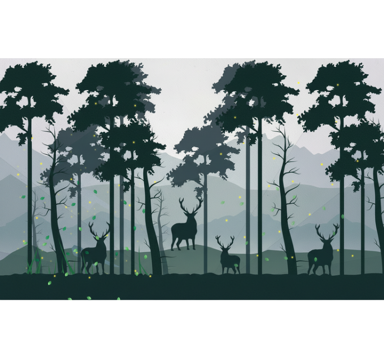 Forest wall mural silhouette forest scandinavian - TenStickers