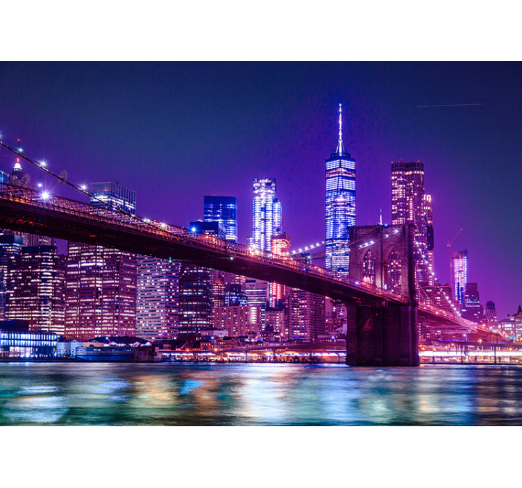 Urban Skyline View new york wall mural - TenStickers
