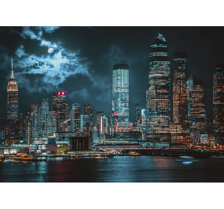 New york wall mural cityscape nightscape - TenStickers