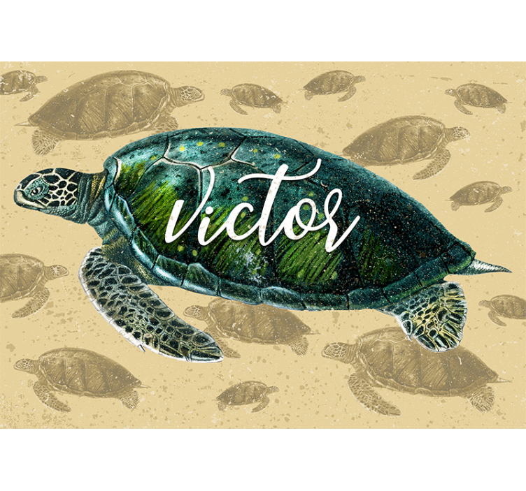 Sea turtle with name animal wall mural - TenStickers