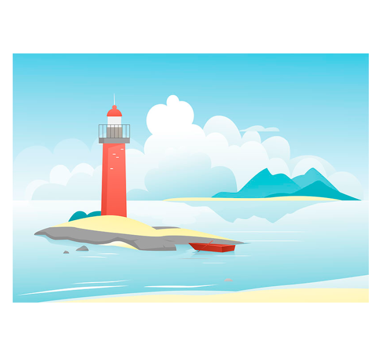 Landscape mural wallpaper lighthouse under clouds - TenStickers