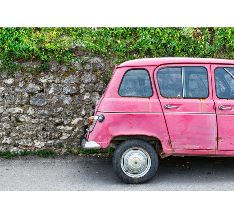 Pink Car vintage wall mural - TenStickers