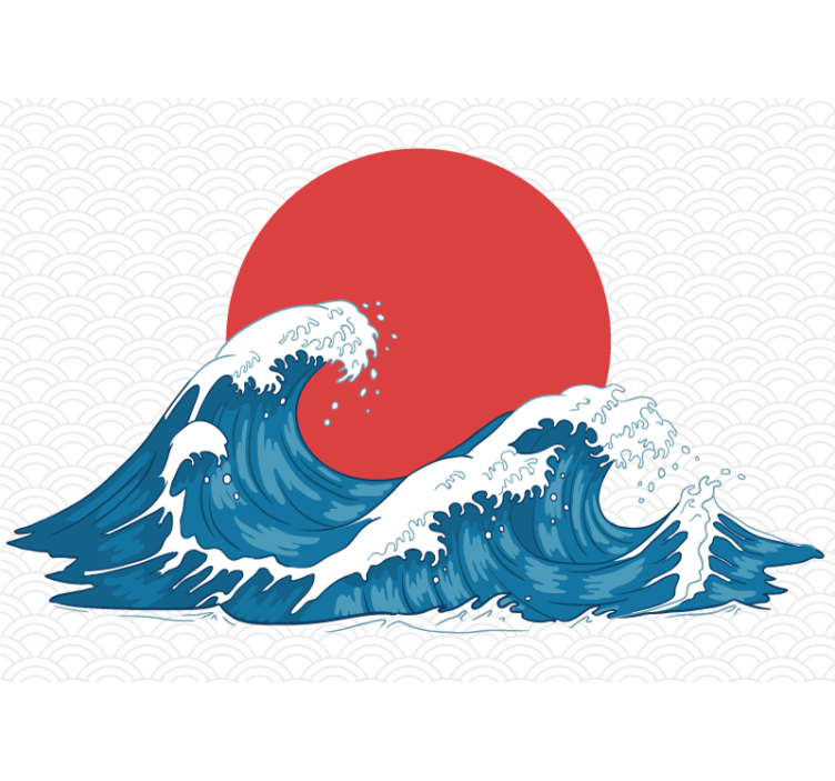 japanese wave vintage sea water wall mural - TenStickers