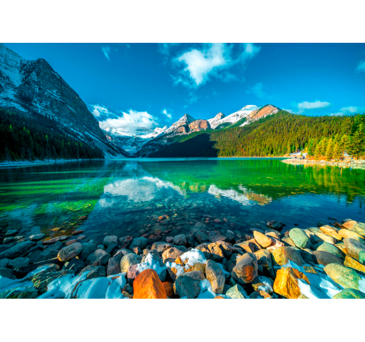 Mountain Lake Mirror Image landscape mural wallpaper - TenStickers