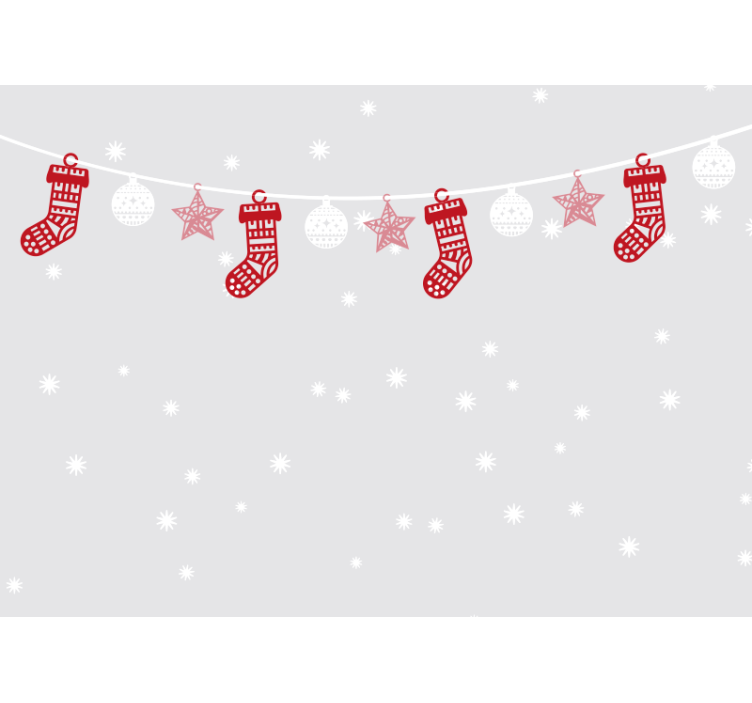 Festive Stockings Garlands christmas mural - TenStickers
