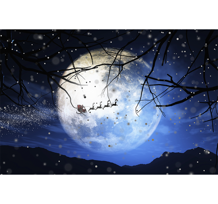 Santa's Night Journey christmas mural - TenStickers