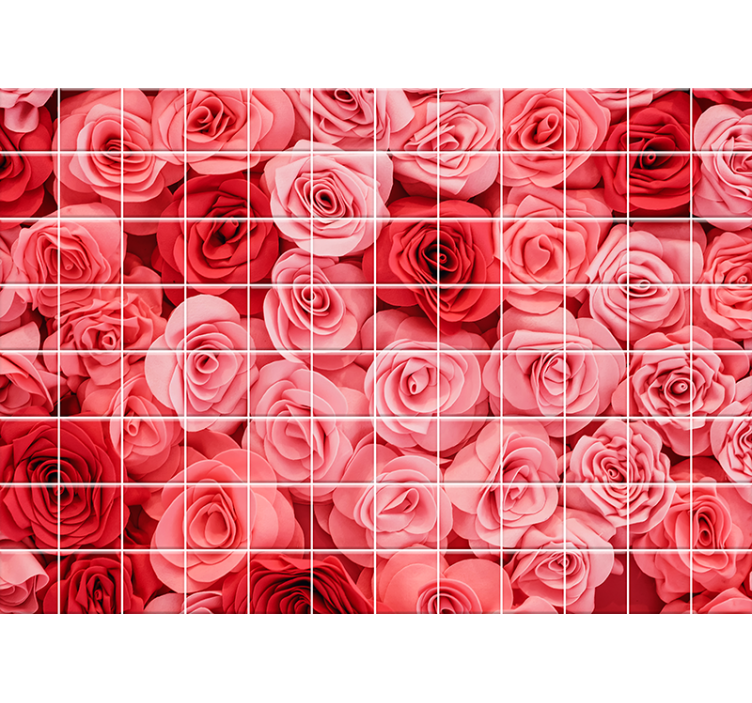 Red floral tile wall mural - TenStickers