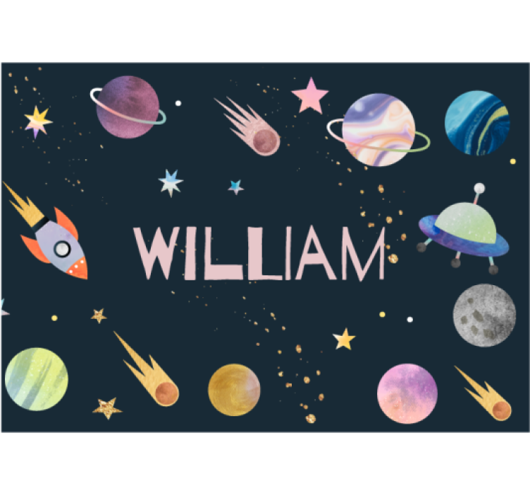 Solar system for children with name wall Murals - TenStickers