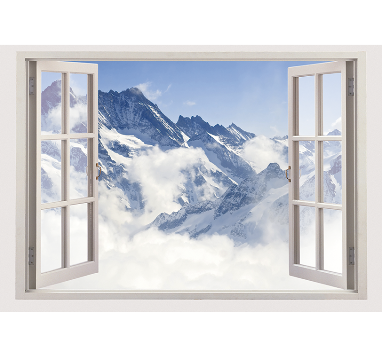 mountain from the window blue sky 3D Wall Mural - TenStickers