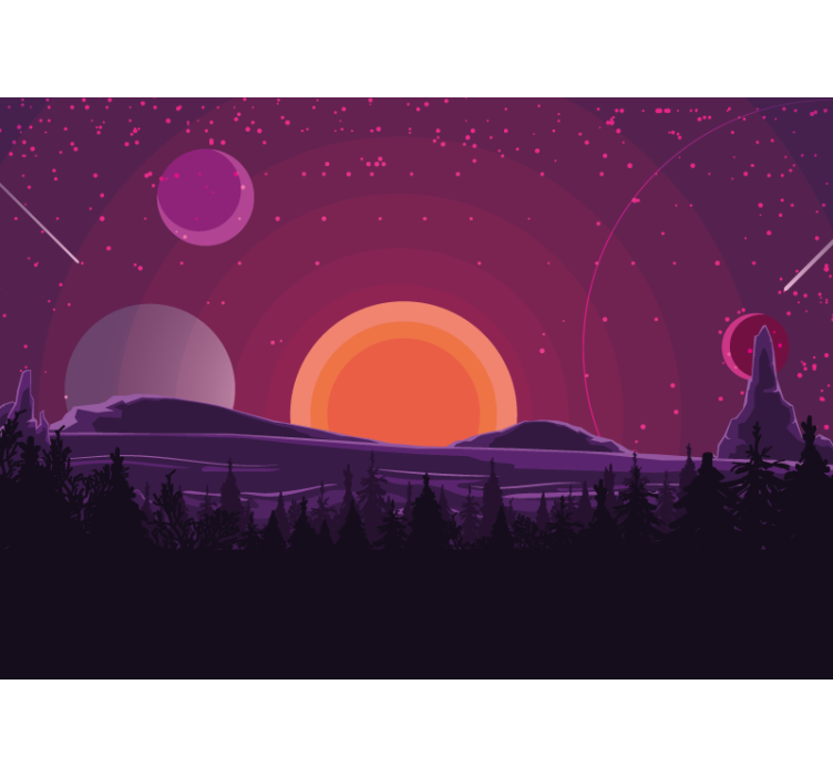 Celestial Sunset Scene space mural - TenStickers