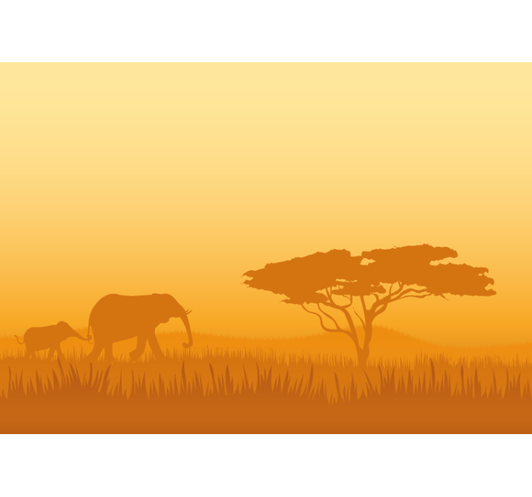 Elephants on Safari animal wall mural - TenStickers
