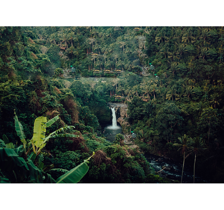 Nature wall mural lush jungle waterfall - TenStickers