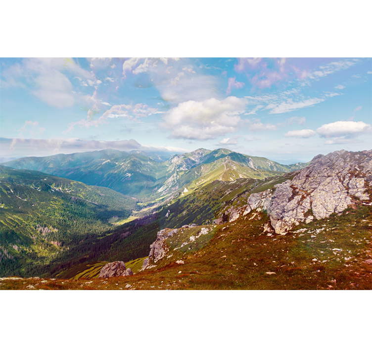Mountain wall mural panoramic mountain view - TenStickers