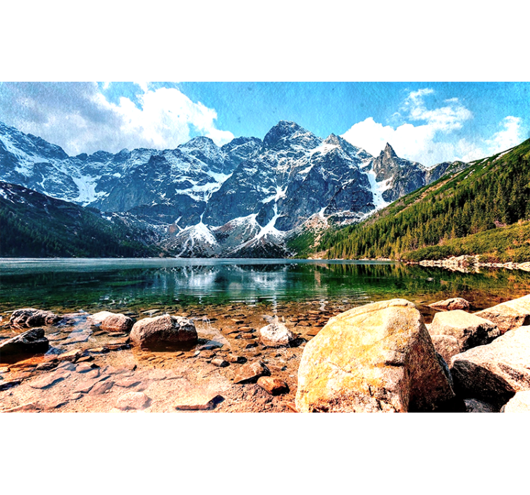 Mountain Lake Reflective View landscape mural wallpaper - TenStickers