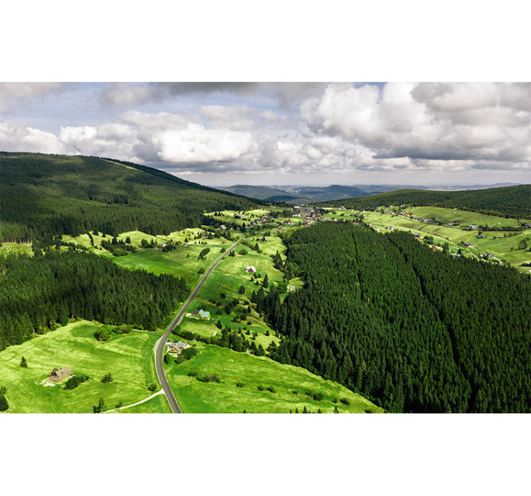 Lush Green Hills landscape mural wallpaper - TenStickers