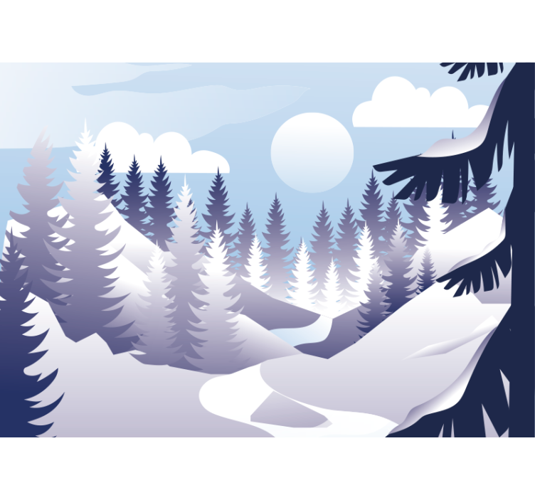 Winter Forest Scene landscape mural wallpaper - TenStickers
