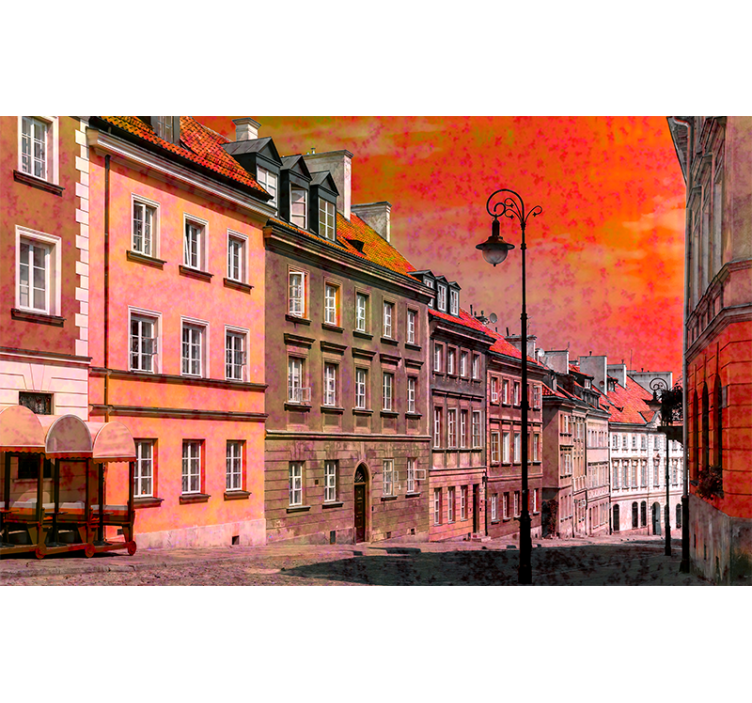 Vintage street in Warsaw vintage wall mural - TenStickers