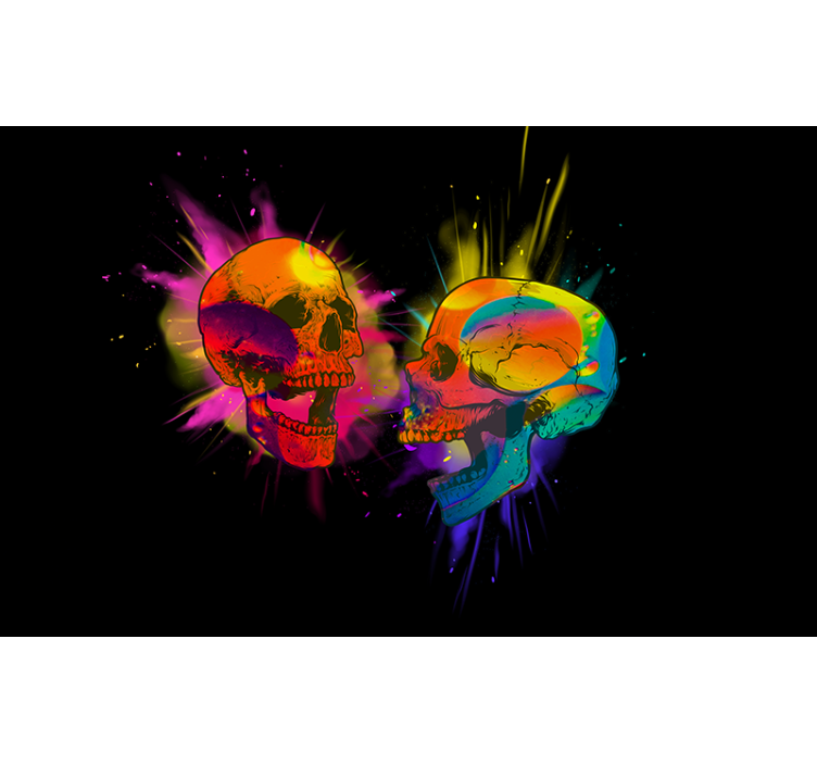 Wall mural punk colored skulls wallpaper photo - TenStickers