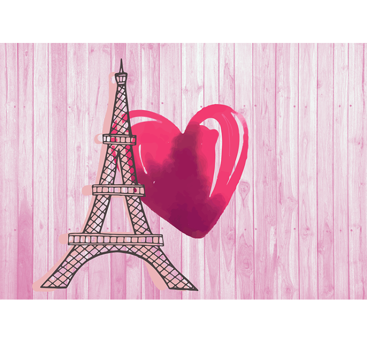Eiffel tower romantic wallpaper photo - TenStickers