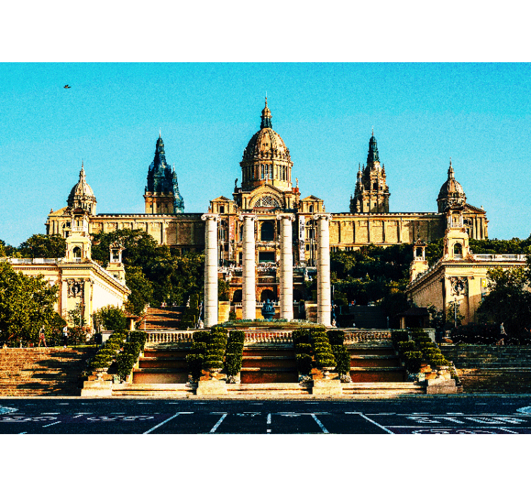 Illuminated views to Montjuic Barcelona mural - TenStickers