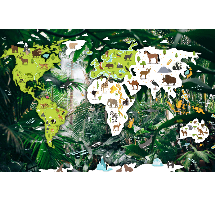 Safari worldmap wall mural - TenStickers