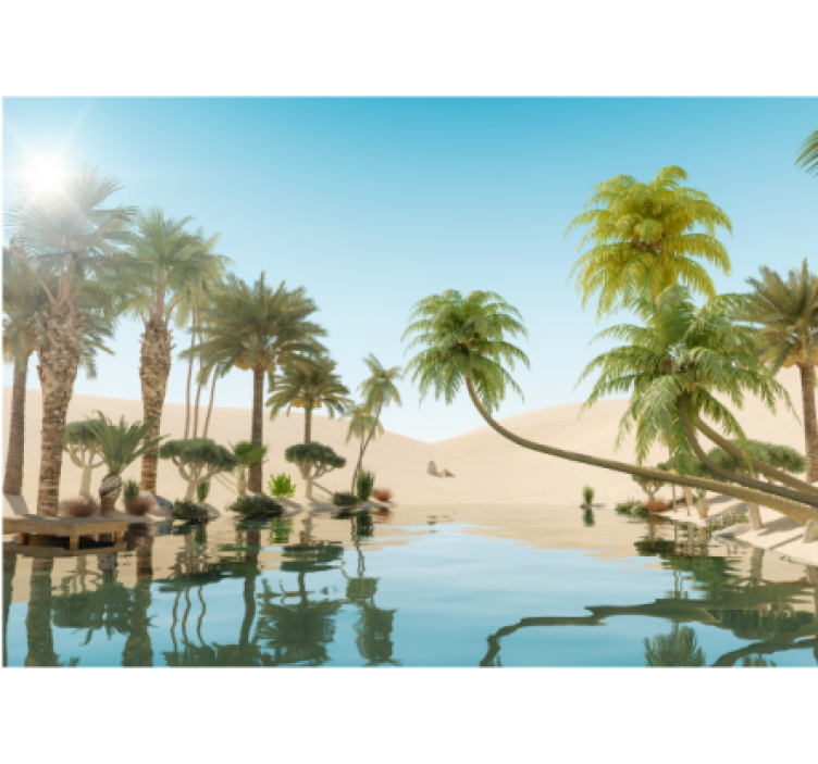 Oasis blue Desert Wall Mural - TenStickers