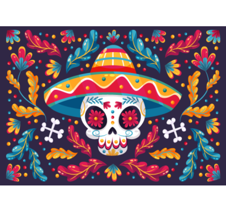 Smilling skull mexican fantasy wall mural - TenStickers