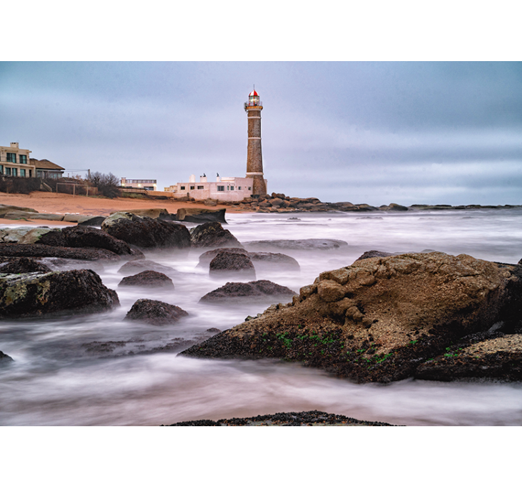 Landscape mural wallpaper coastal lighthouse scene - TenStickers