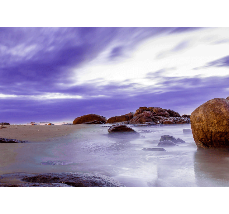 Mountain wall mural rocky beach scene - TenStickers