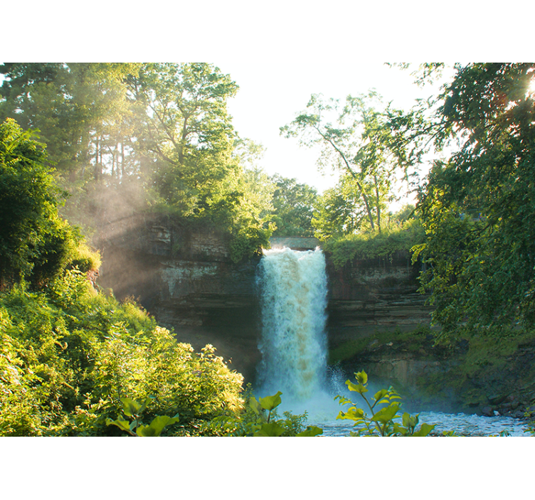 Serene sunny view waterfall mural - TenStickers