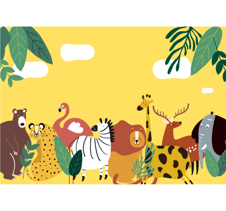 Different wild species animals  wall mural - TenStickers