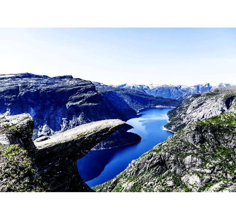 Fjord with blue sky Mountain wall mural - TenStickers