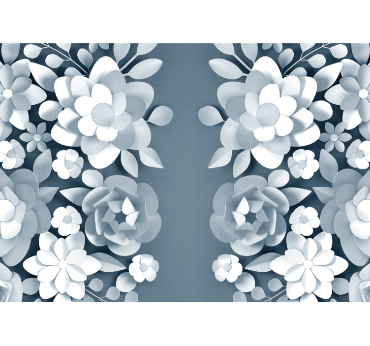 Grey background with flowers 3D Wall Mural - TenStickers