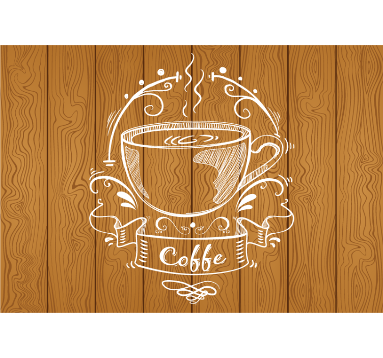 Mural quote coffee cup design - TenStickers