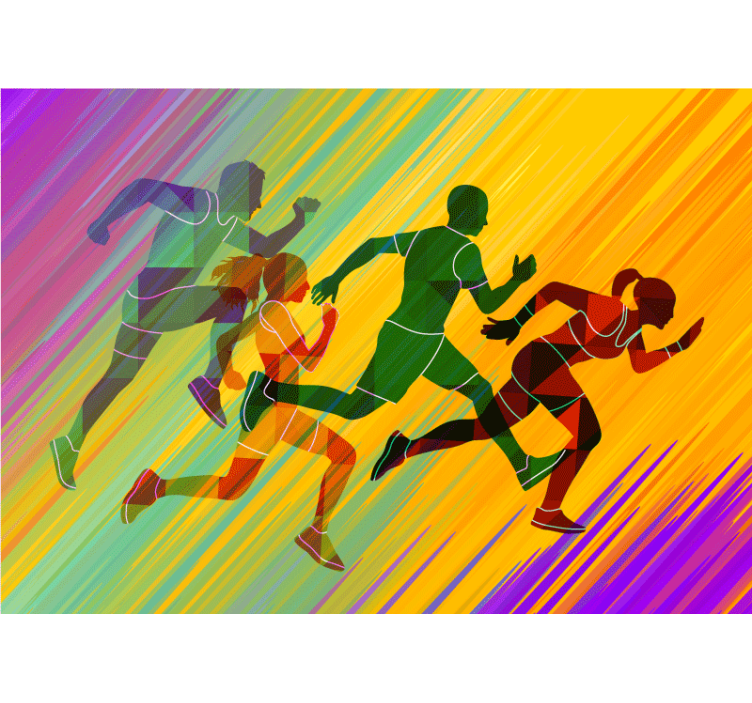People painting mural of dynamic running figures - TenStickers