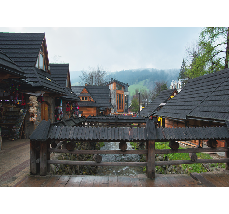 Charming Alpine Village city wall mural - TenStickers