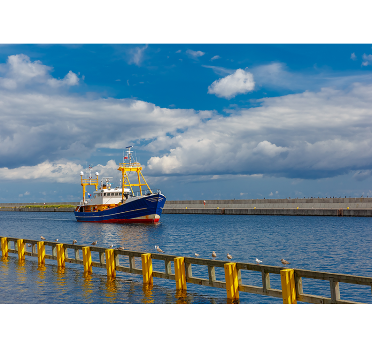 Fishing Boat Harbor sea mural - TenStickers
