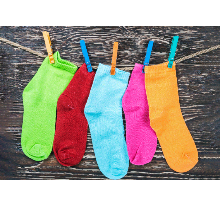 Colorful Hanging Socks christmas mural - TenStickers