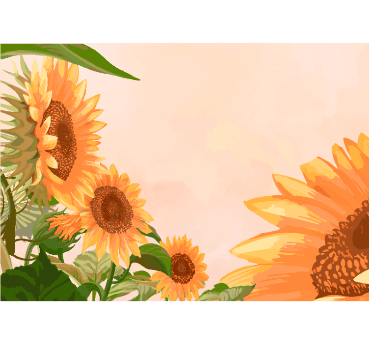 Painted Sunflowers wall mural - TenStickers