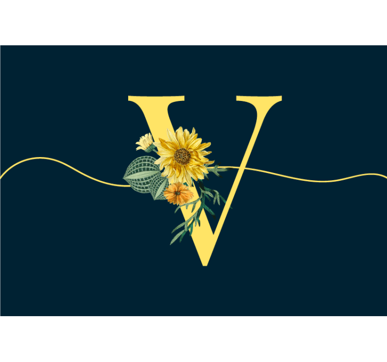 Initial with sunflowers wall mural - TenStickers