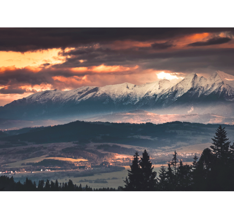 Majestic snowy peaks mountain wall mural - TenStickers