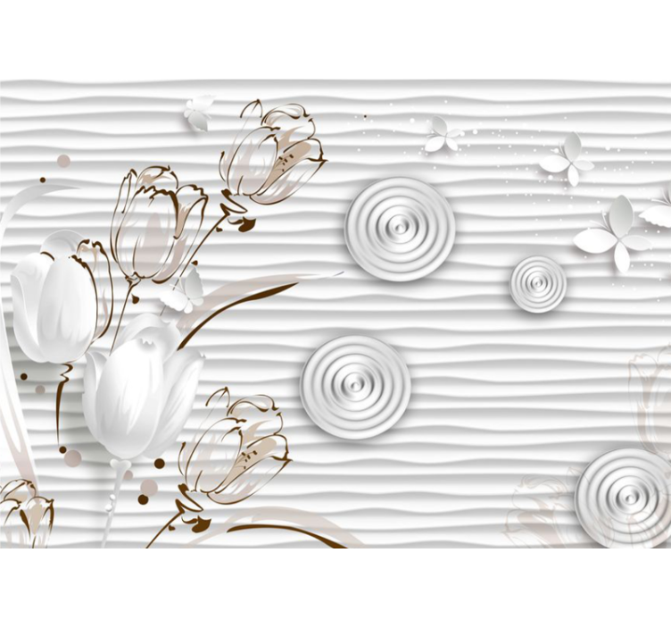 White elegant tulips flower mural - TenStickers