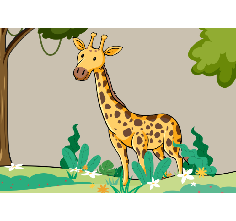 Animal wall mural playful giraffe scene - TenStickers