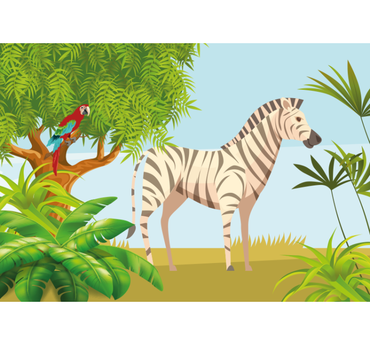 Zebra jungle Forest wall mural - TenStickers