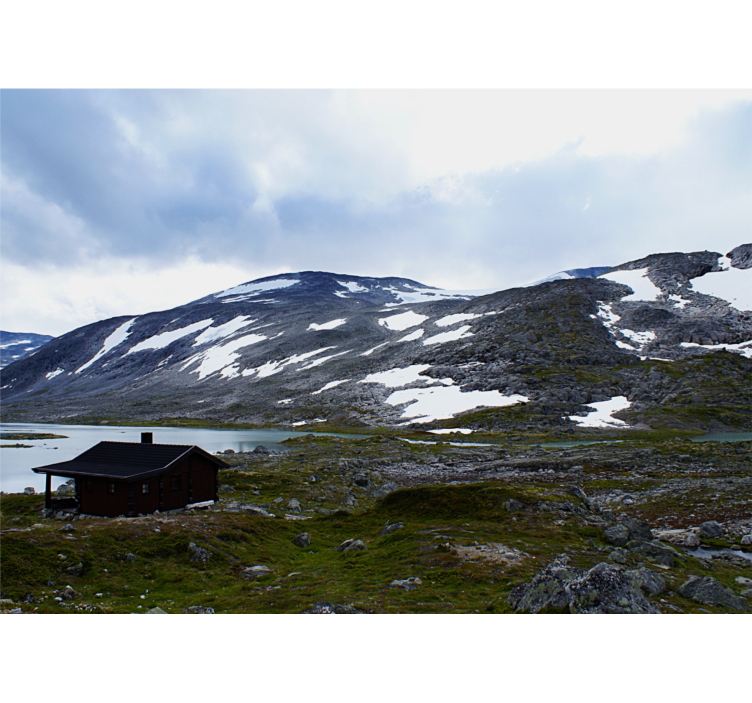 Landscape mural wallpaper mountain lake escape - TenStickers