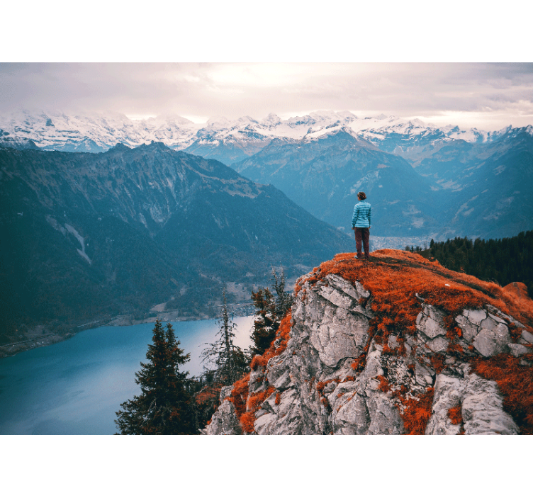 Landscape mural wallpaper mountain view serenity - TenStickers