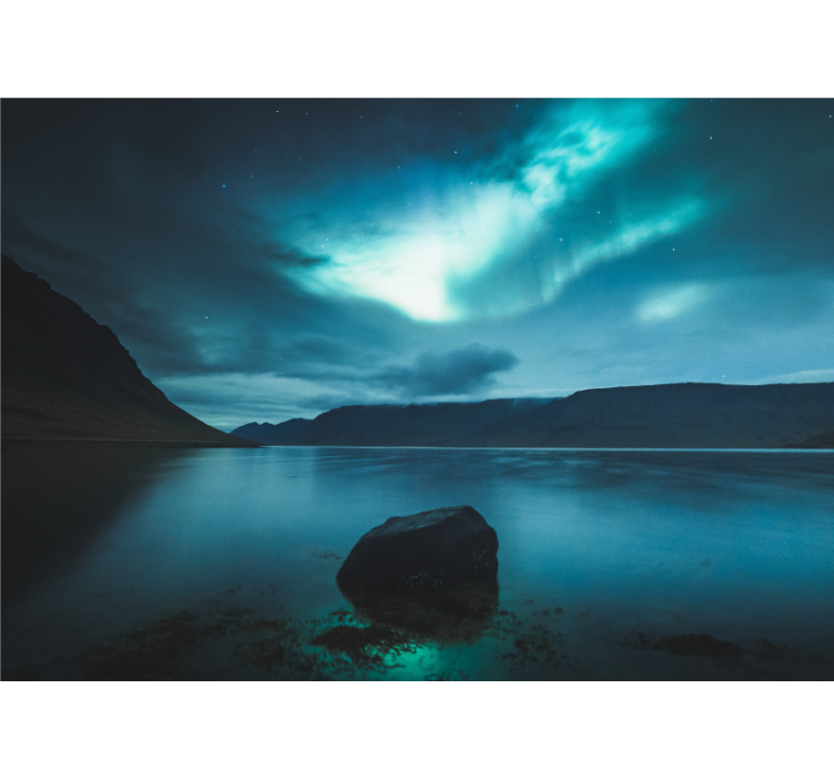 Landscape mural wallpaper aurora over calm lake - TenStickers