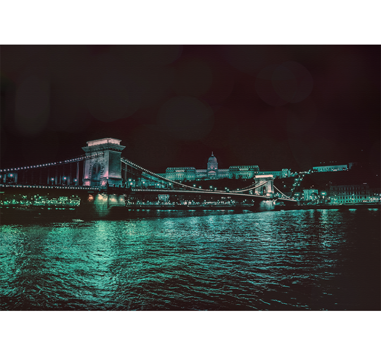 City wall mural chain bridge night view - TenStickers