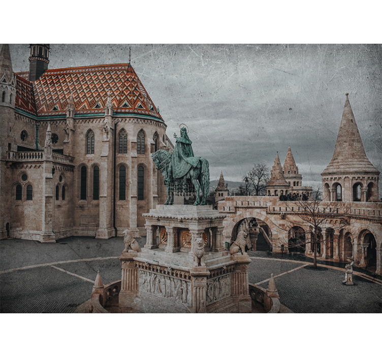 City wall mural budapest castle view - TenStickers