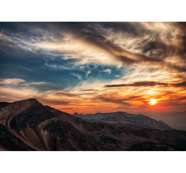 Grand mountain dusk mountain wall mural - TenStickers